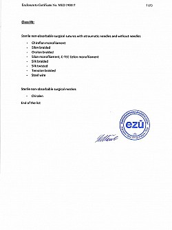 Zertifikate,Nahtmaterialien-Zertifikate,chirurgischer Nahtmaterialien,Chirana T-injecta (chirmax.cz)